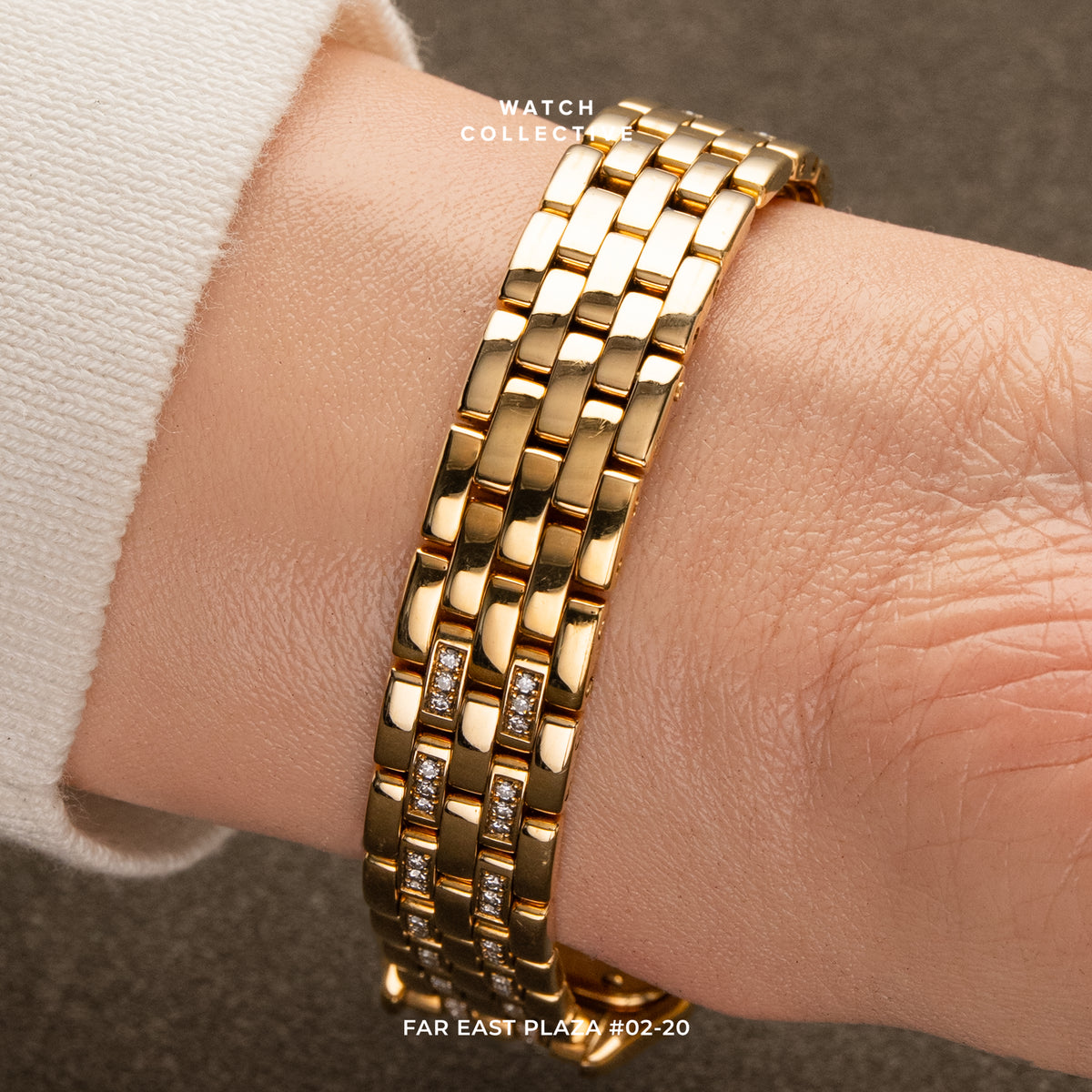 Cartier Panthere De Cartier Factory Diamond Pave Bracelet 18k Yellow Gold 22mm Quartz