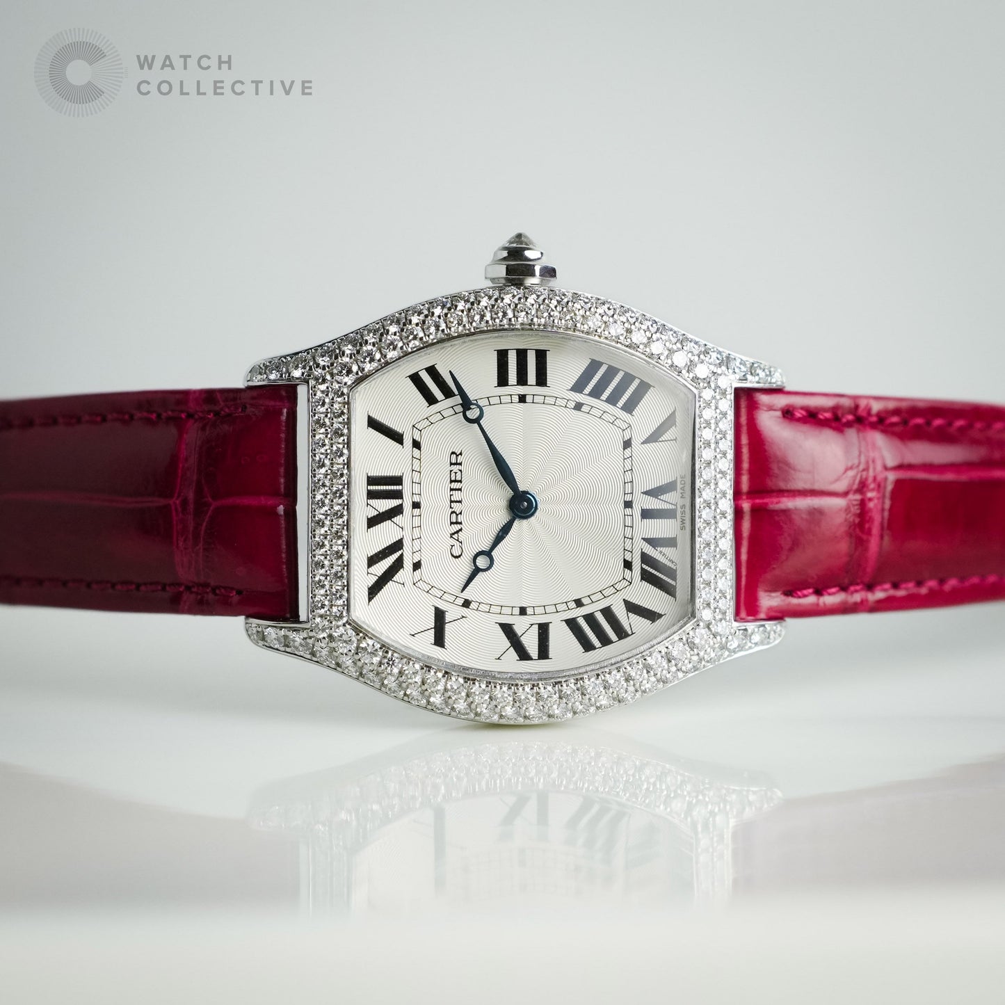Cartier Tortue 18K White Gold Factory Diamonds 34mm Medium Size 2497
