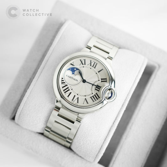 Cartier Ballon Bleu Moonphase on Stainless Steel Bracelet