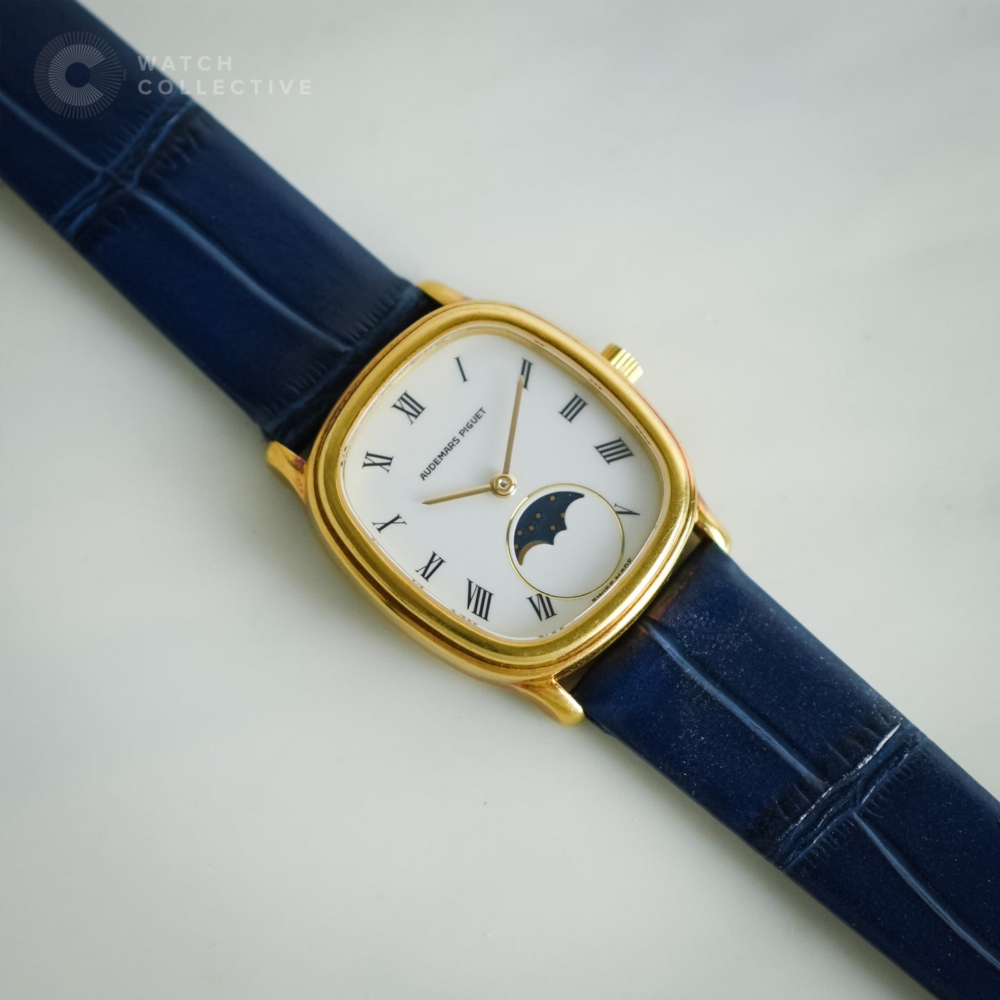 18k yellow gold ellipse moonphase 22mm manual winding
