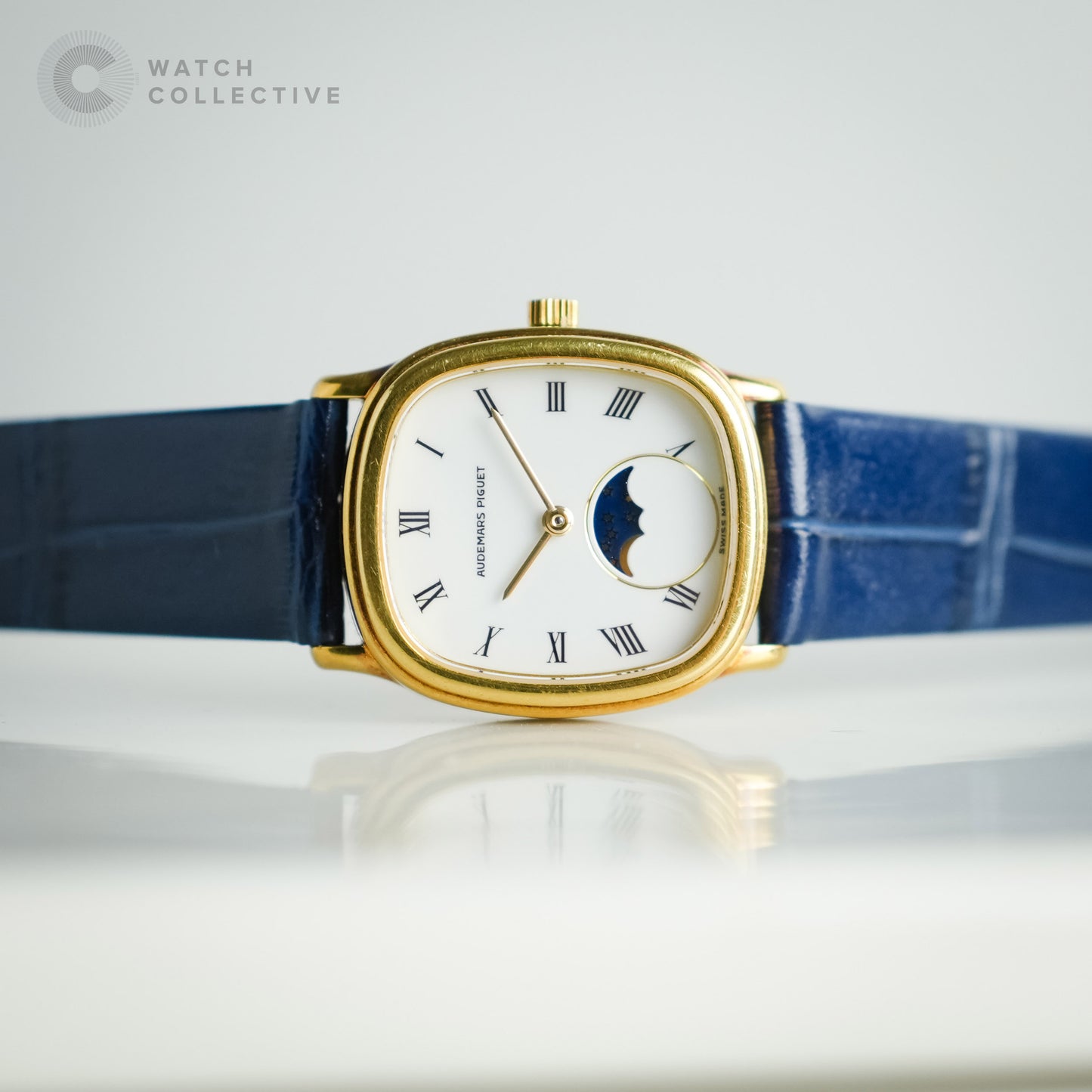 18k yellow gold ellipse moonphase 22mm manual winding