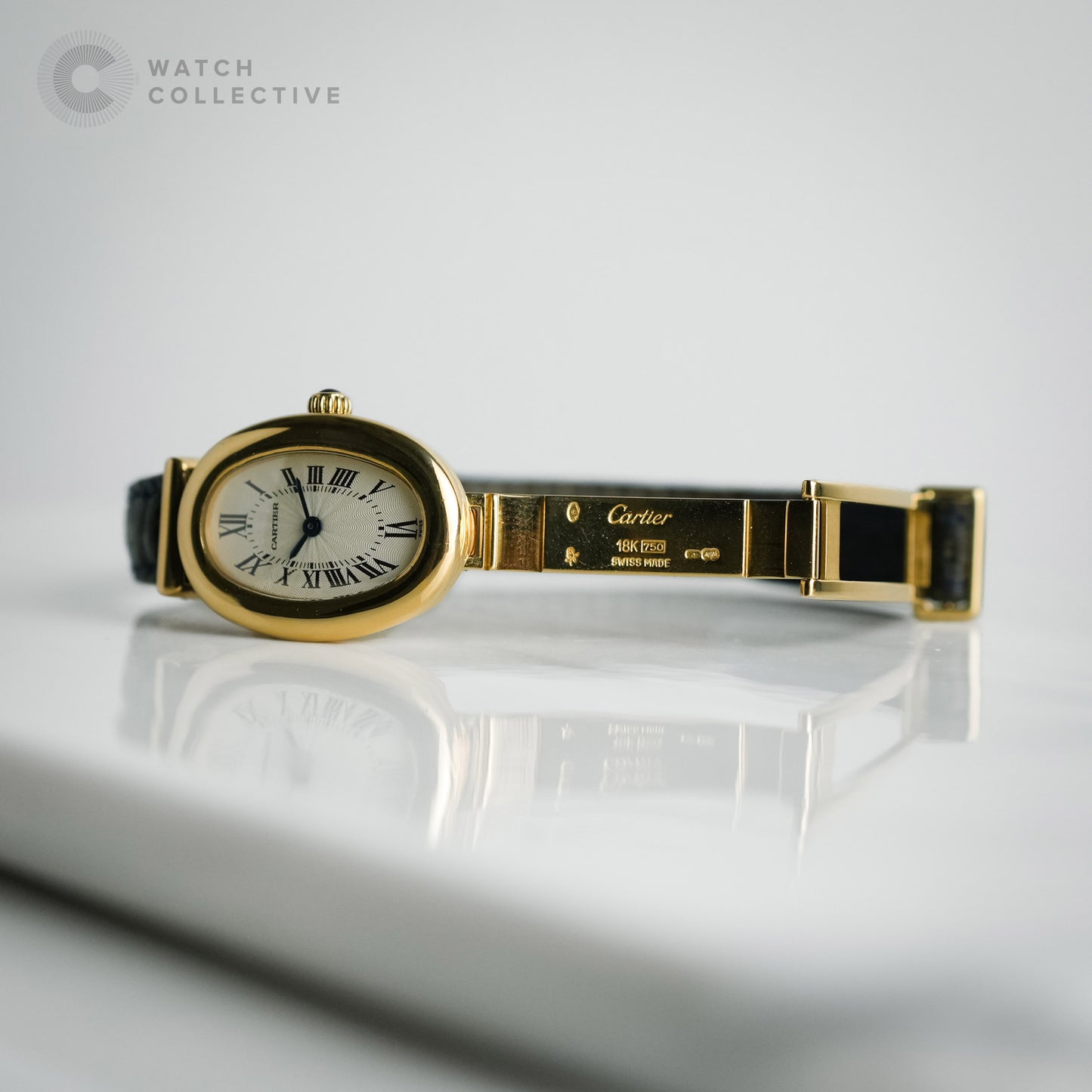 Cartier Baignoire 18k Yellow Gold Hidden Clasp Quartz 20mm W1514857