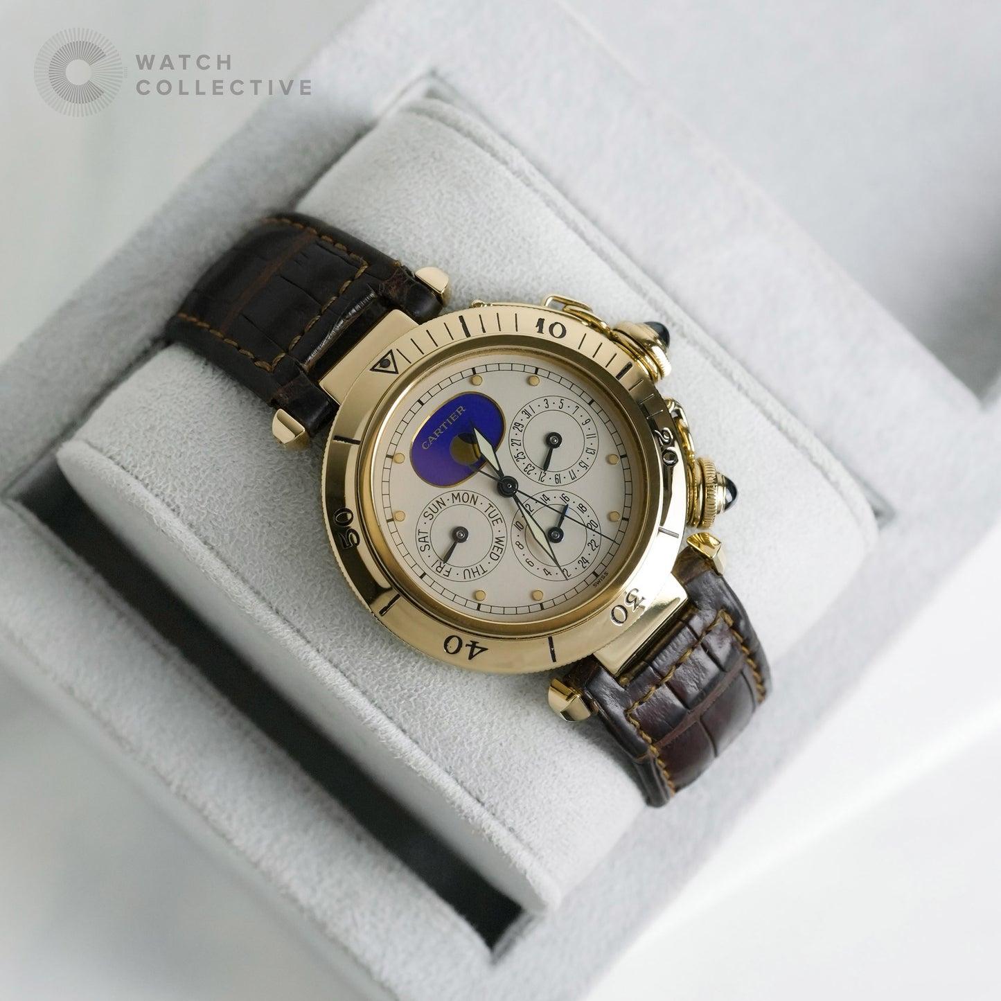 Cartier Pasha Dual Timezone 18k Yellow Gold Quartz 30002