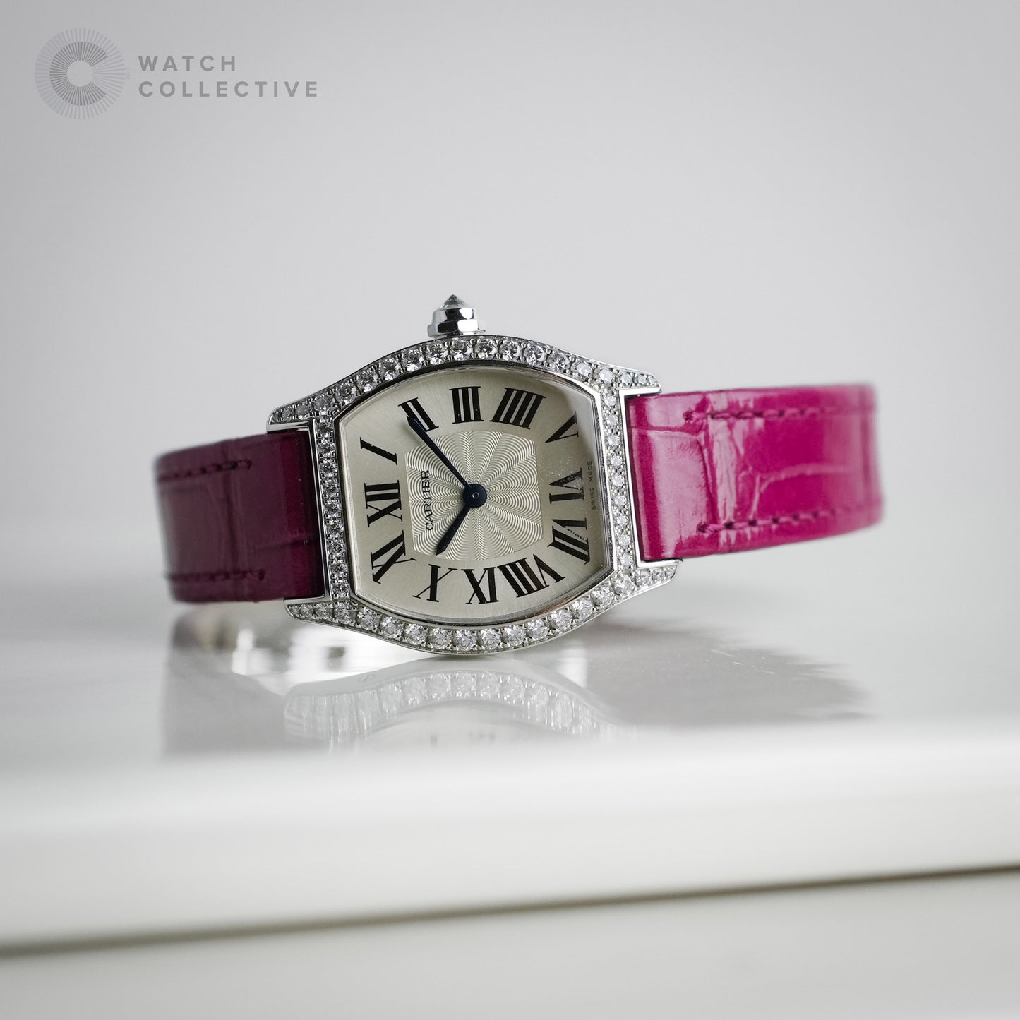 Cartier Tortue 18k white gold factory diamonds 24mm 3699