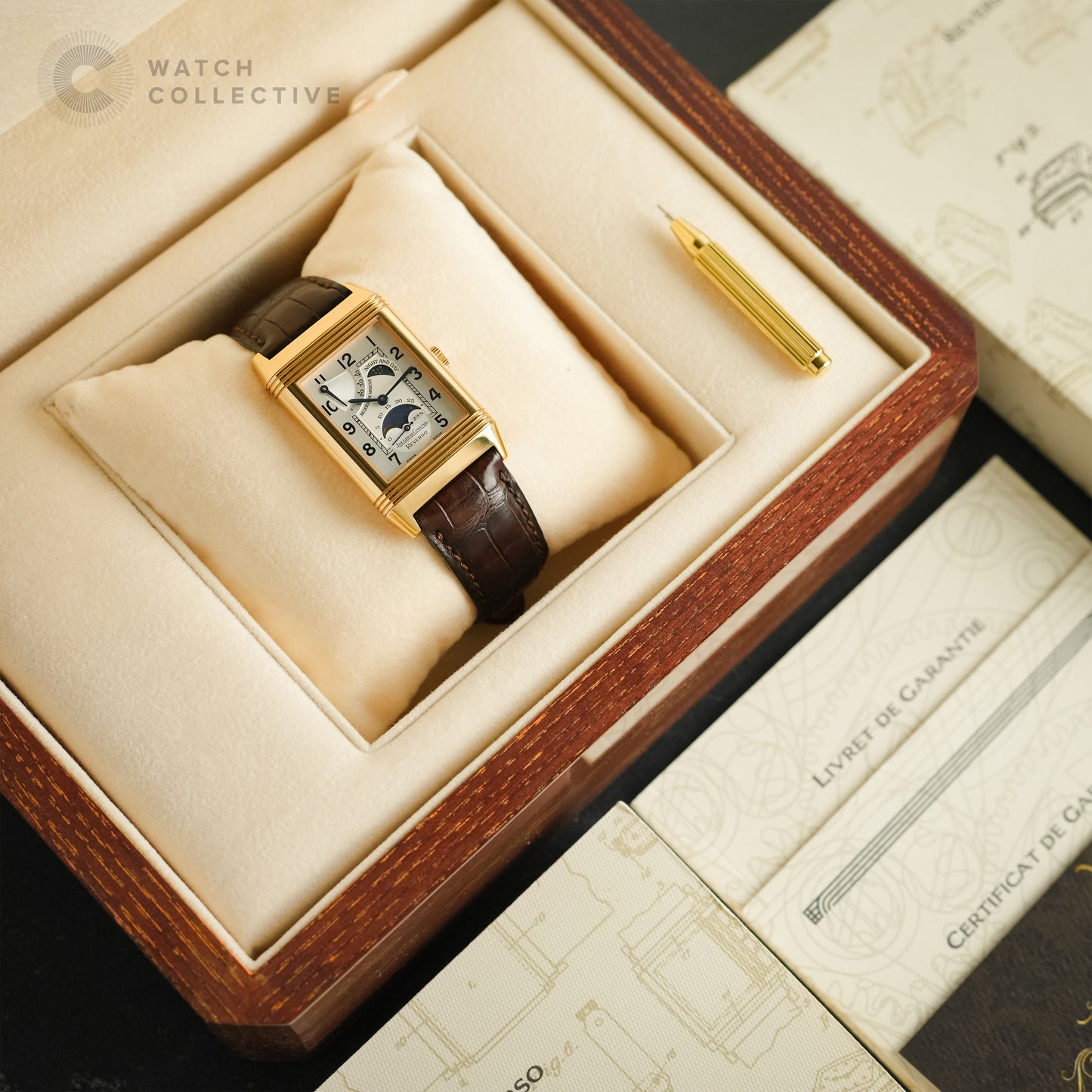 Jaeger Le-Coultre Reverso Sun Moon 18K Rose Gold 42x25mm Manual Winding