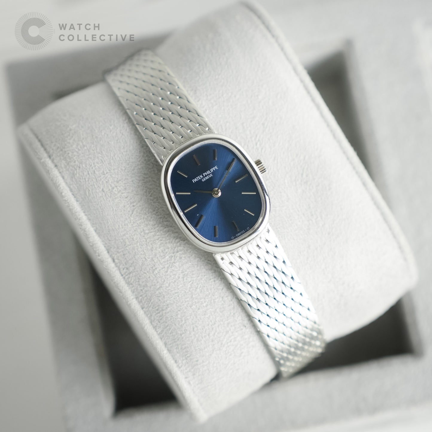 Patek Philippe Ellipse 18k white gold blue dial 20mm manual 4564/003