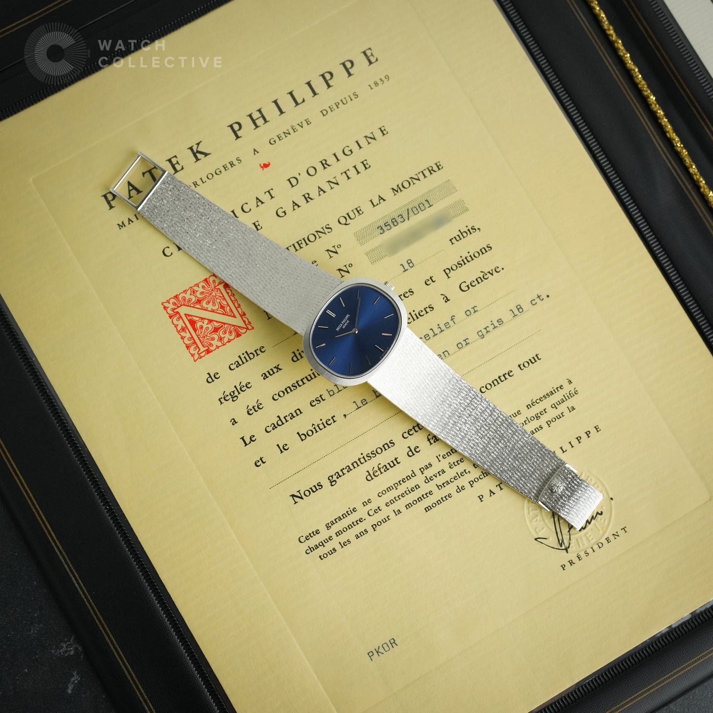 Patek Philippe Ellipse 18k White Gold Blue Dial 3583/001