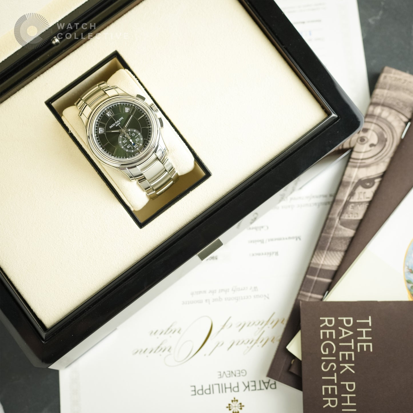Patek Philippe Flyback Chronograph Annual Calendar Steel Green Dial 42mm Automatic