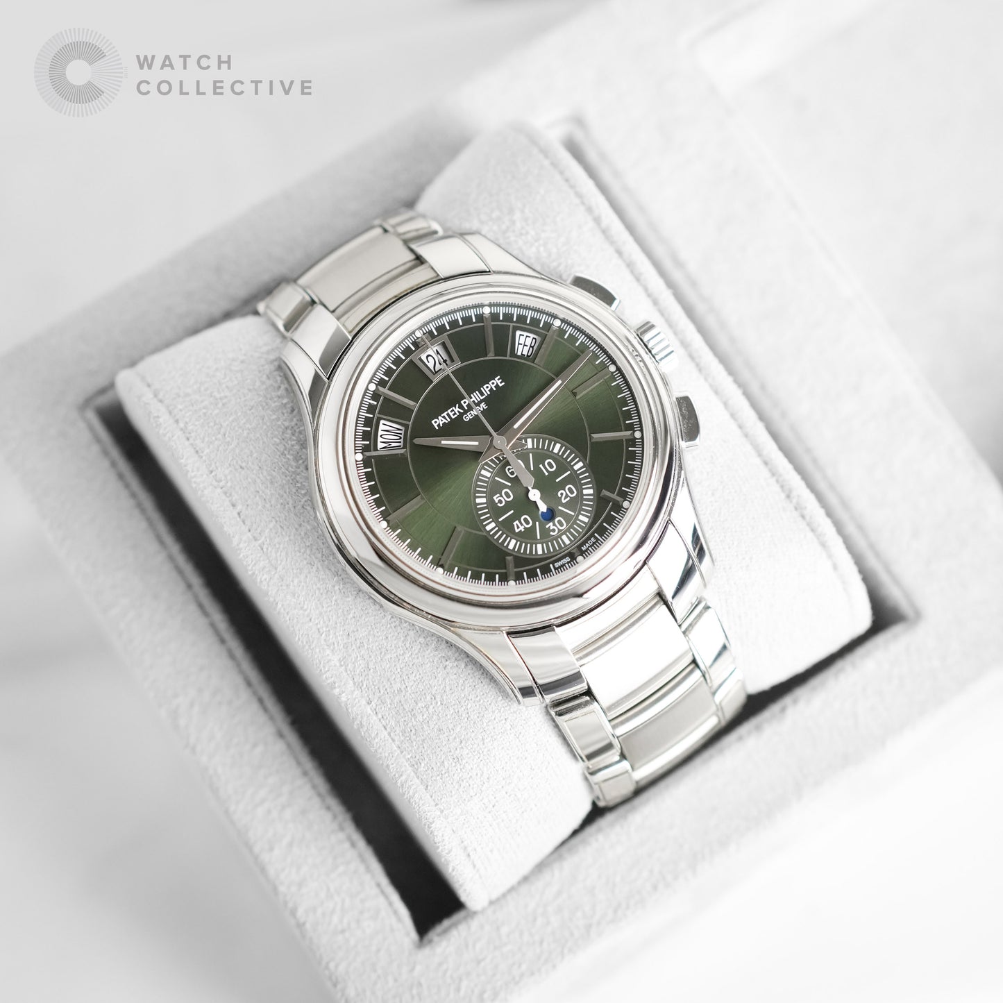 Patek Philippe Flyback Chronograph Annual Calendar Steel Green Dial 42mm Automatic