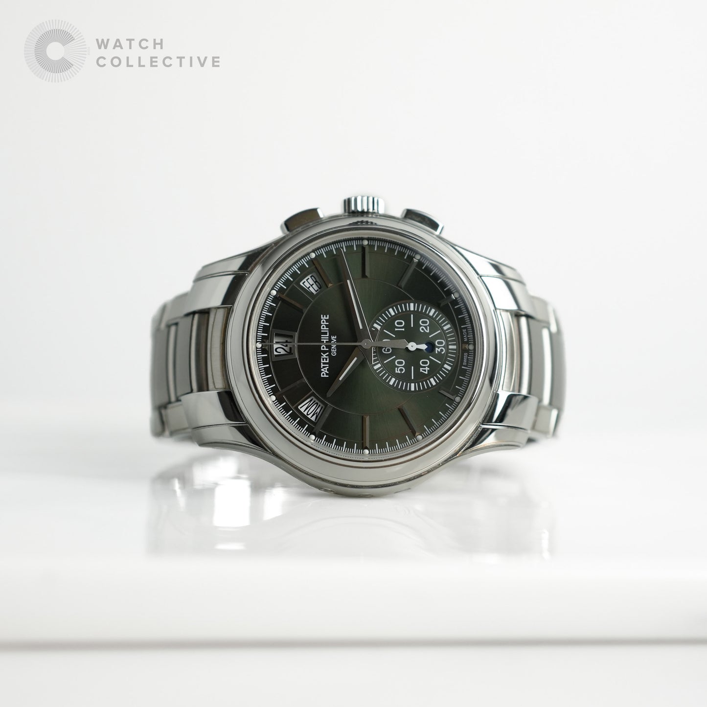 Patek Philippe Flyback Chronograph Annual Calendar Steel Green Dial 42mm Automatic