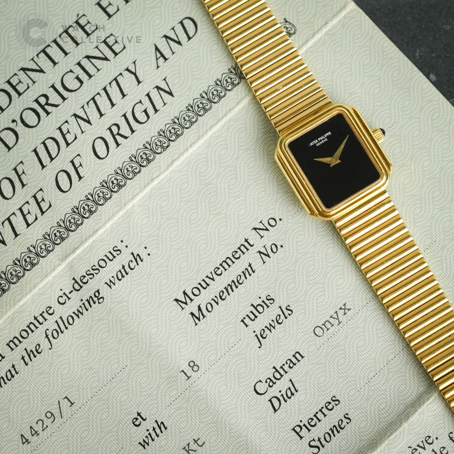 Patek Philippe Onyx Dial Gold Ingot Bracelet