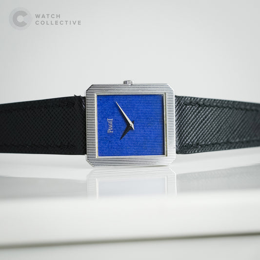 Blue Tapestry Mystery Lapis Dial Piaget Protocole 18k Manual 26x31mm 9154N