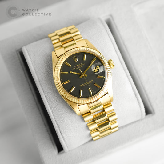 Rolex Datejust 18K Yellow Gold Matte Black Wide Boy Dial