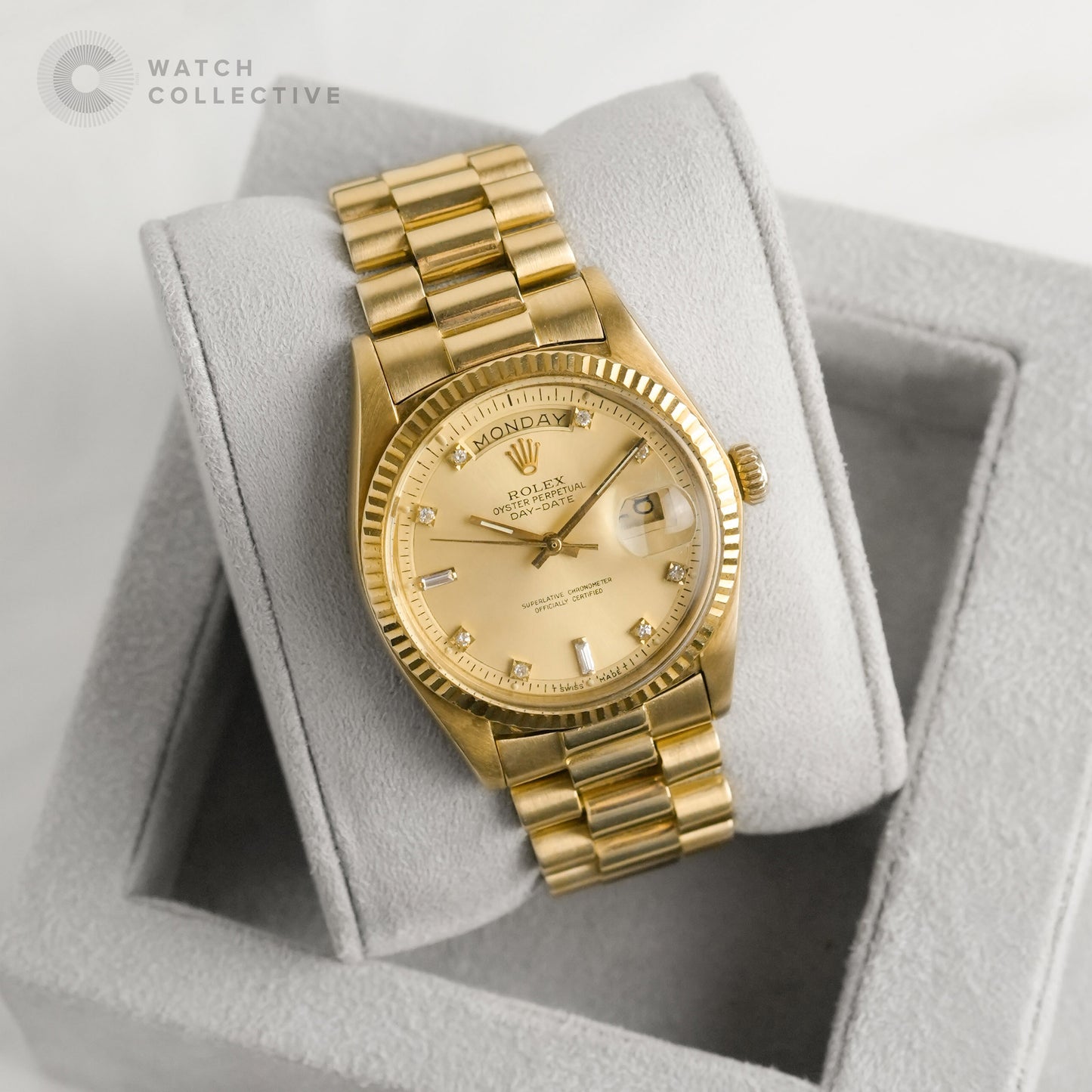Rolex Daydate 1803 36 Champagne Diamond Dial Yellow Gold Bracelet