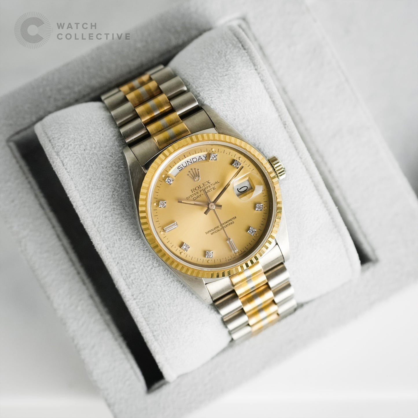 Rolex Day-Date Tridor 18039 Diamond Champagne Full Set