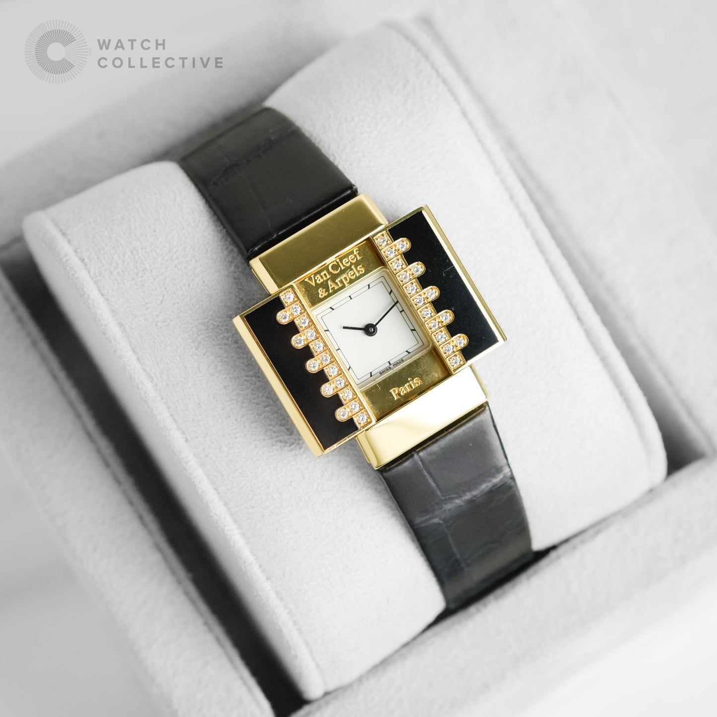 Van Cleef and Arpels Domino 39 with Black Enamel Casing 17x30mm Quartz