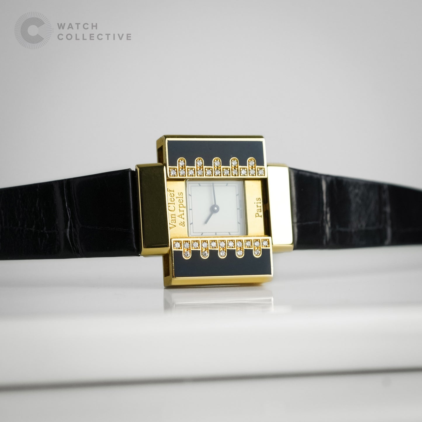 Van Cleef and Arpels Domino 39 with Black Enamel Casing 17x30mm Quartz