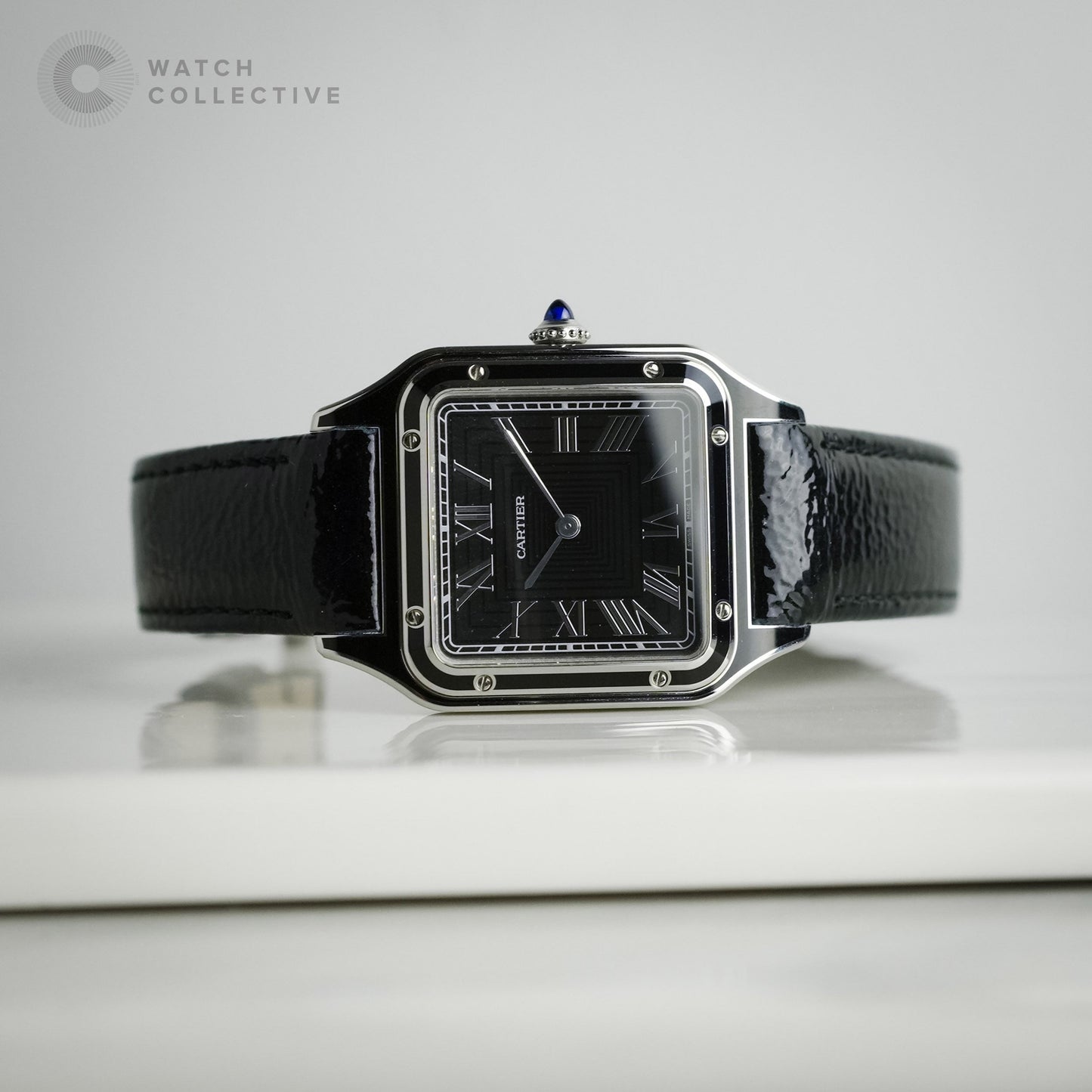 Complete Set | Cartier Santos Dumont Black Lacquer Stainless Steel manual 43.5 x 31.4mm WSSA0046