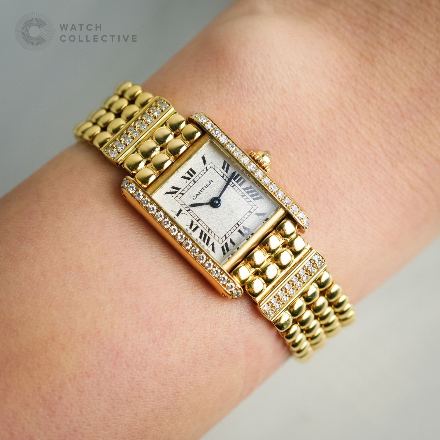 Cartier Tank Louis Factory Diamonds Integrated Bracelet Quartz 80570