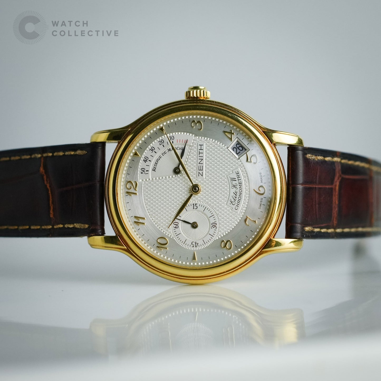 FULL SET 1997 Zenith Elite Power Reserve chronometer 18k yellow gold 30.0240.655