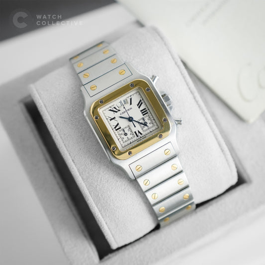 Cartier Santos Galbee Two toned Yellow gold White dial 29mm quartz