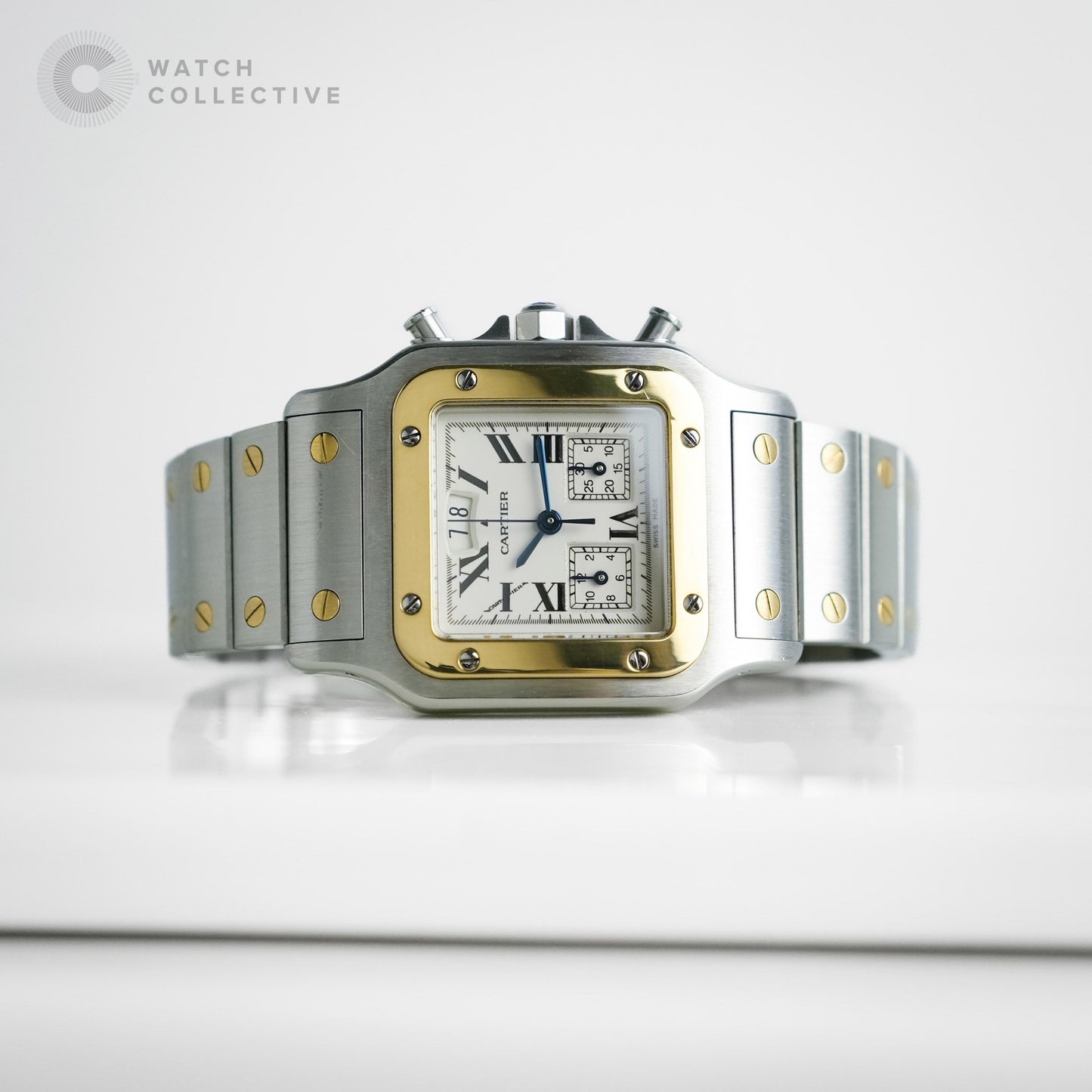 Cartier Santos Galbee Two toned Yellow gold White dial 29mm quartz