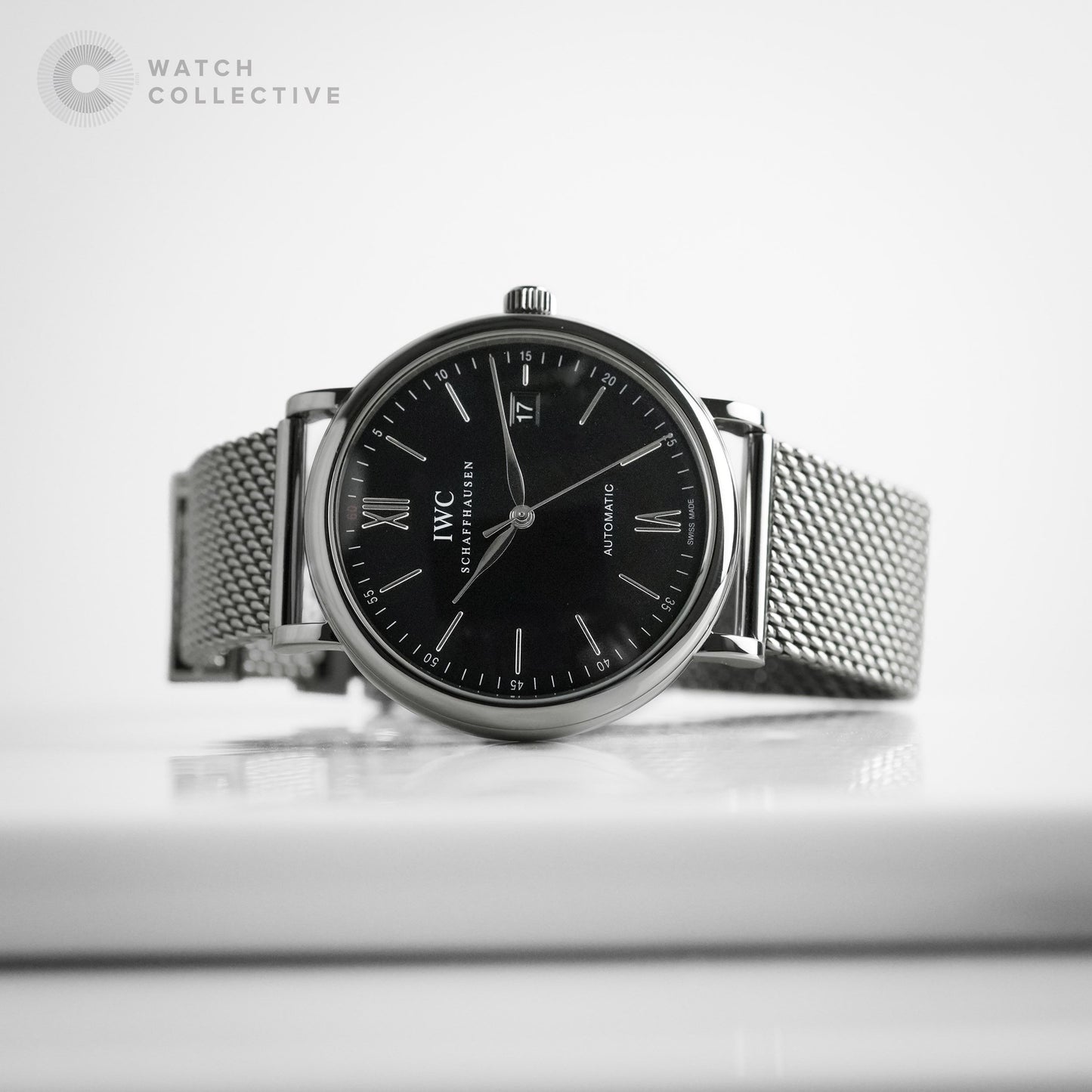 IWC Portofino Black Dial Automatic With Date & Mesh Bracelet