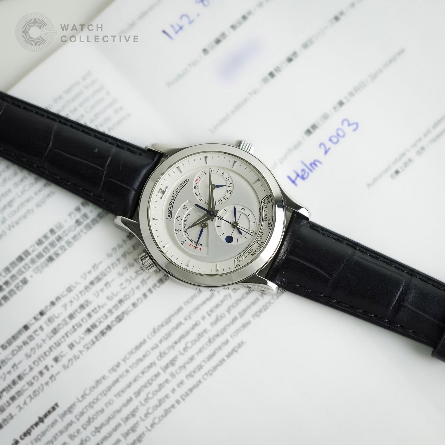 Jaeger-LeCoultre Master Geographic stainless steel leather strap automatic 38mm 142.8.92