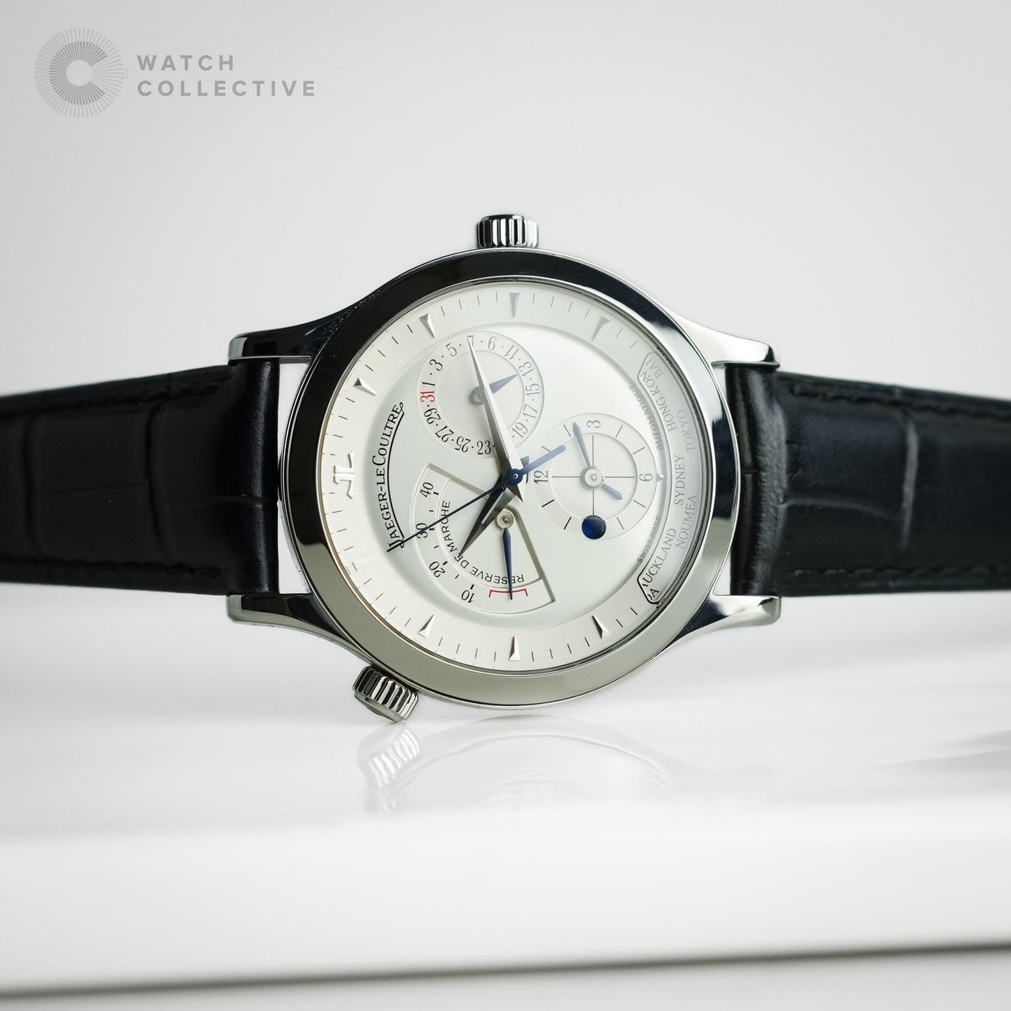 Jaeger-LeCoultre Master Geographic stainless steel leather strap automatic 38mm 142.8.92