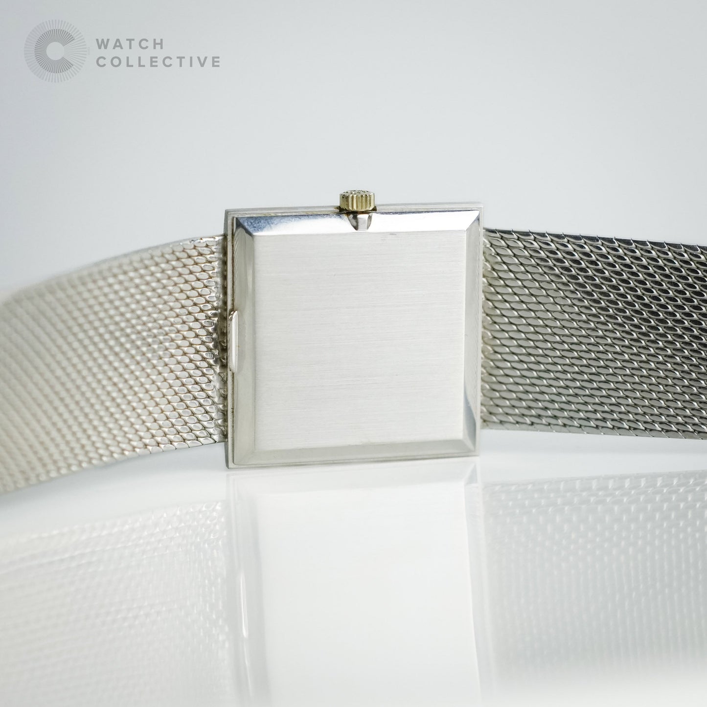 Patek Phillipe Ellipse Integrated Bracelet Rectangle 18K White Gold Blue Dial 3571/1