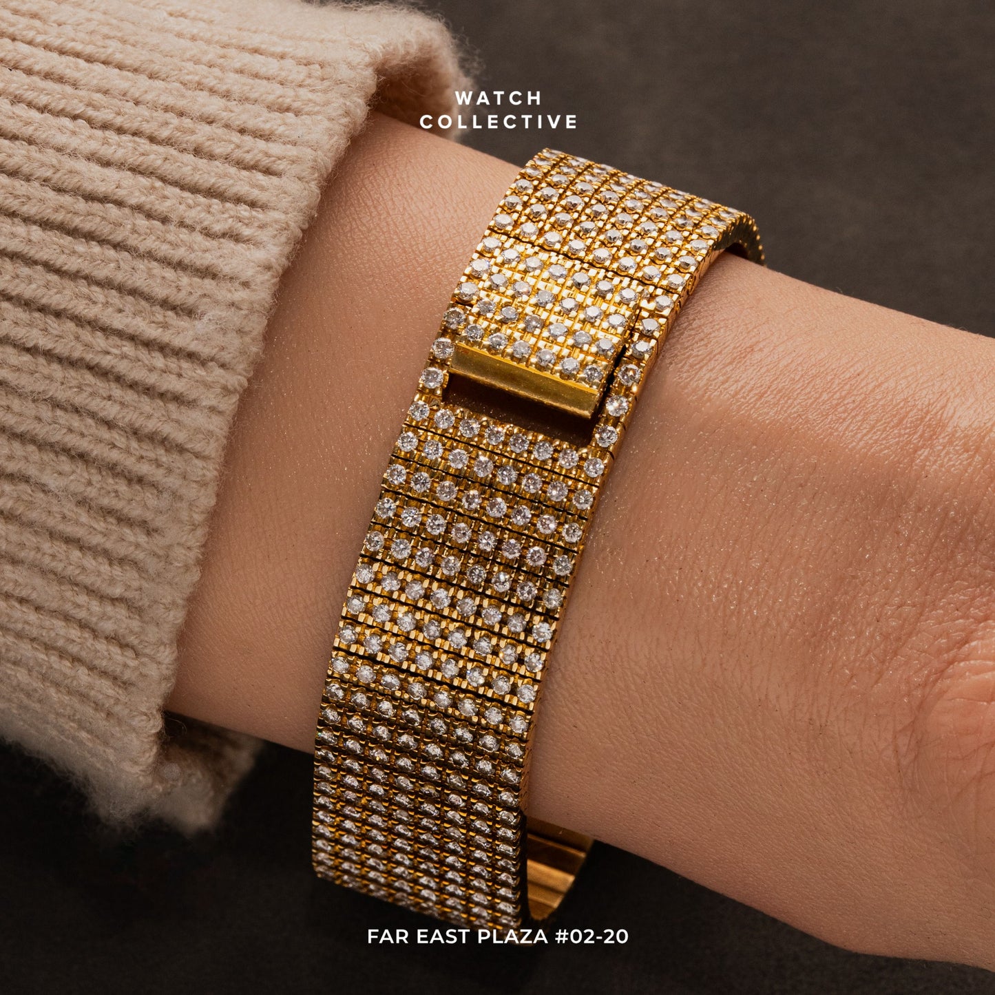 Piaget 18k Yellow Gold Pave diamonds 25mm quartz 8154N