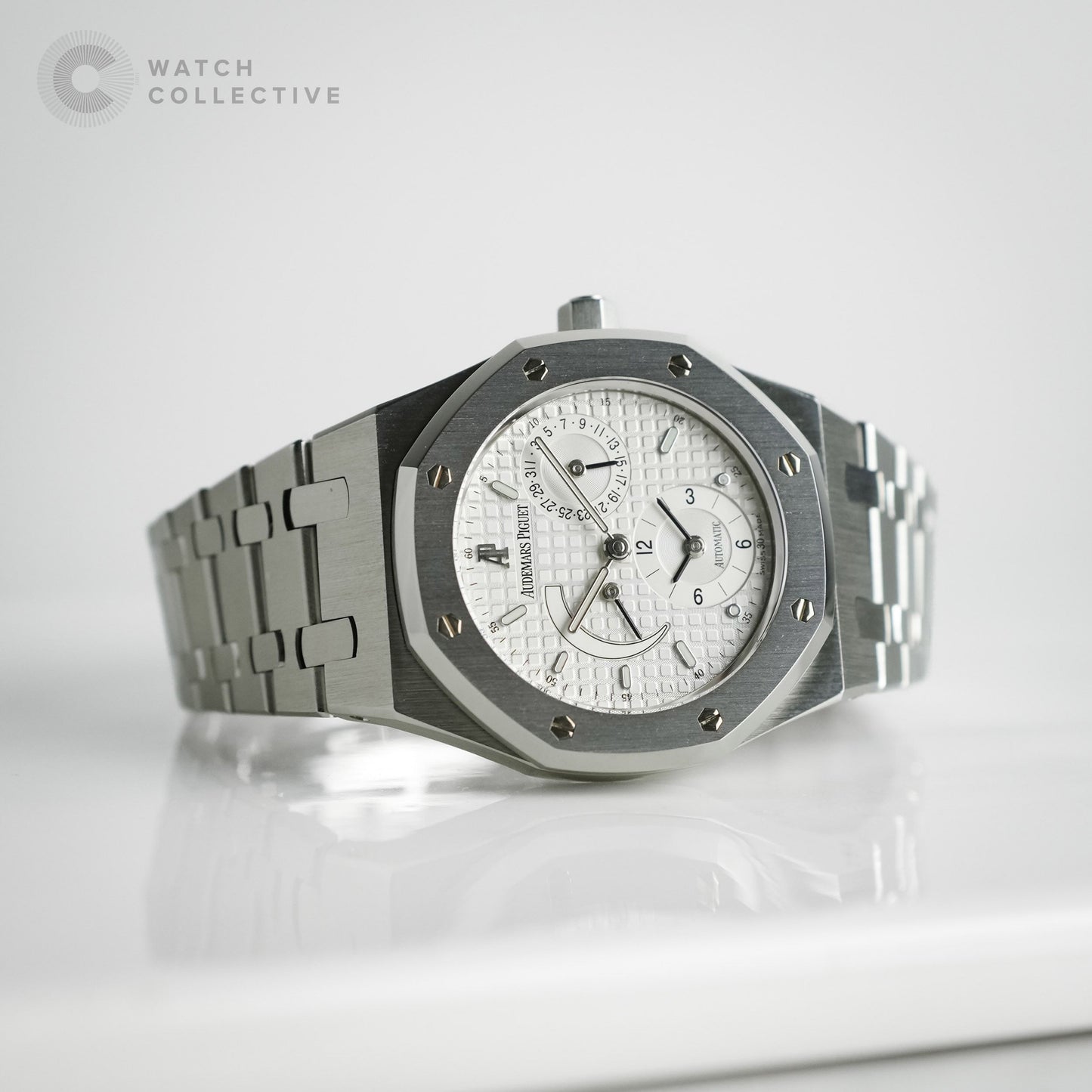 Audemars Piguet Royal oak 36 dual time power reserve white big waffle dial 36mm automatic 25730ST