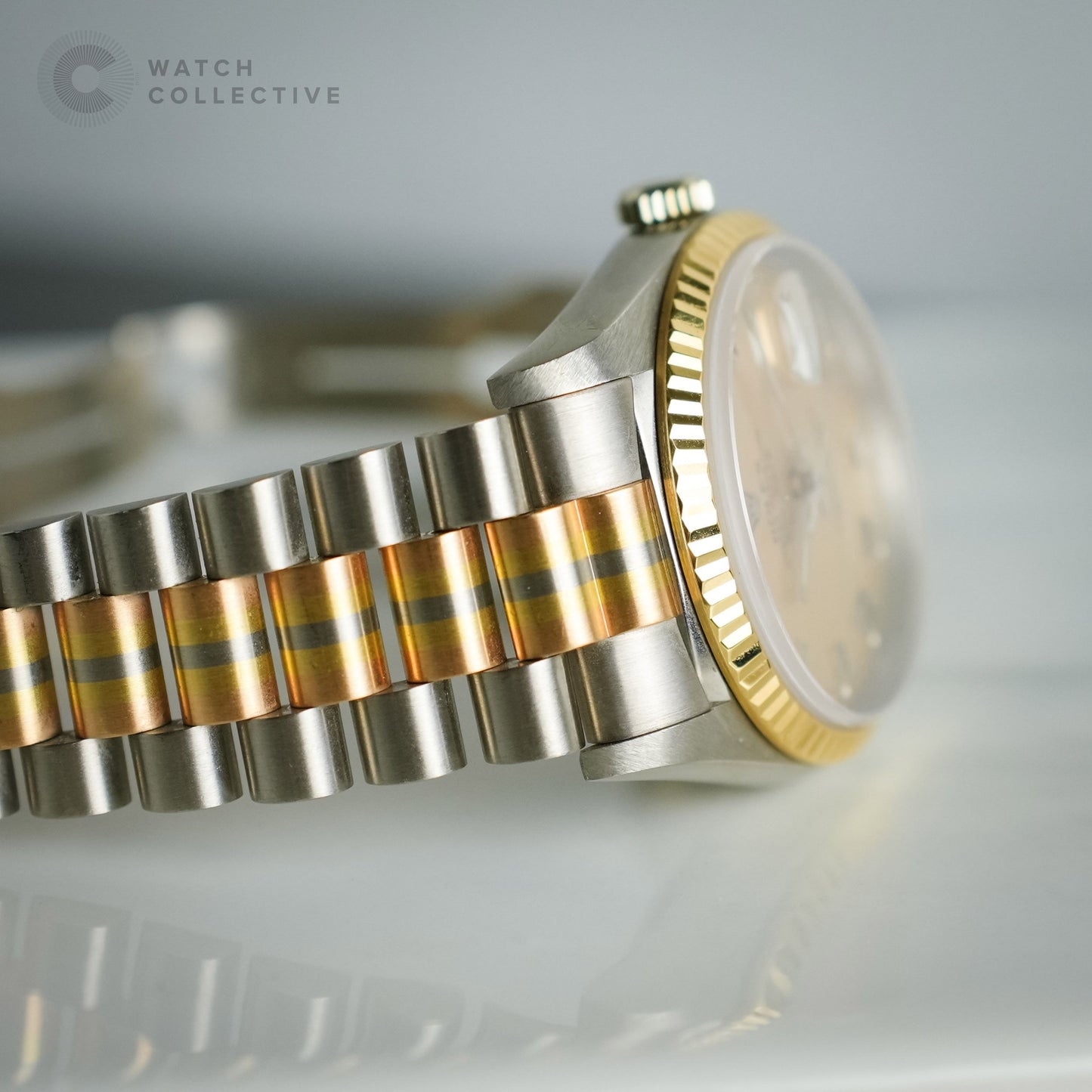 Rolex Tridor Daydate 18k Yellow, 18k White & Rose Gold on bracelet 36mm automatic 18239