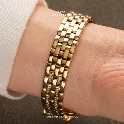Cartier Panthere De Cartier Factory Diamond Pave Bracelet 18k Yellow Gold 22mm Quartz