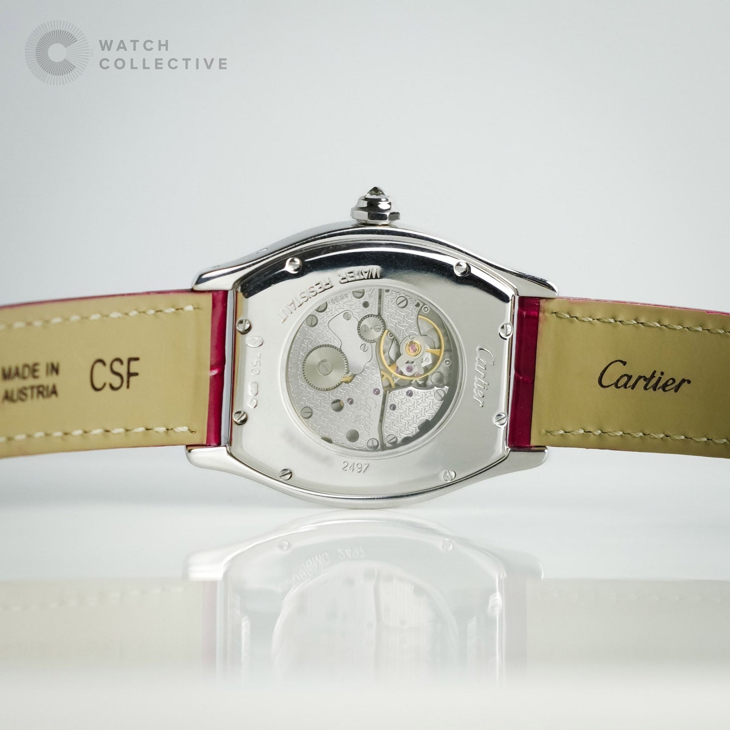 Cartier Tortue 18K White Gold Factory Diamonds 34mm Medium Size 2497