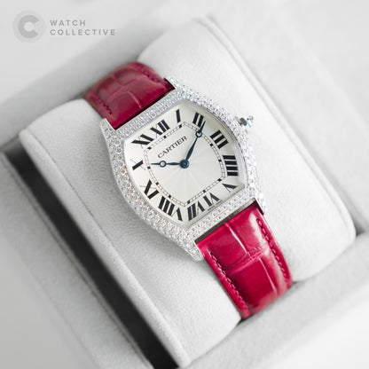 Cartier Tortue 18K White Gold Factory Diamonds 34mm Medium Size 2497