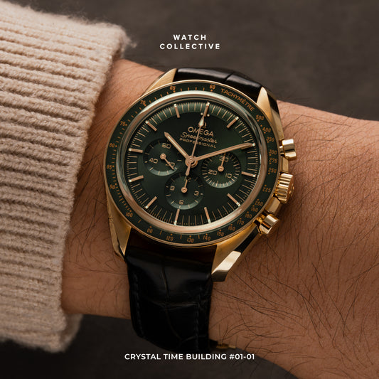 Omega Speedmaster Moonshine Gold Green dial 18k Yellow 42mm automatic