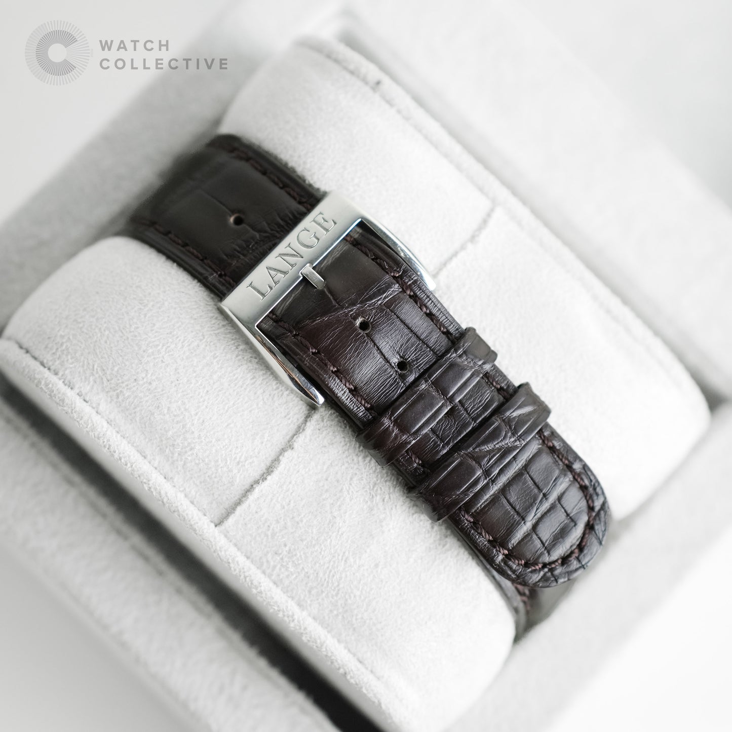 A. Lange &amp; Söhne Saxonia Thin 18k white gold original tang buckle leather strap 40mm manual 211.026