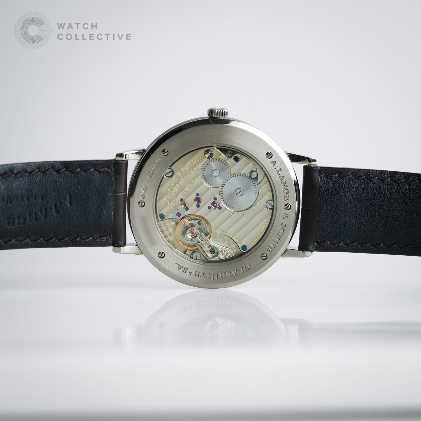 A. Lange &amp; Söhne Saxonia Thin 18k white gold original tang buckle leather strap 40mm manual 211.026
