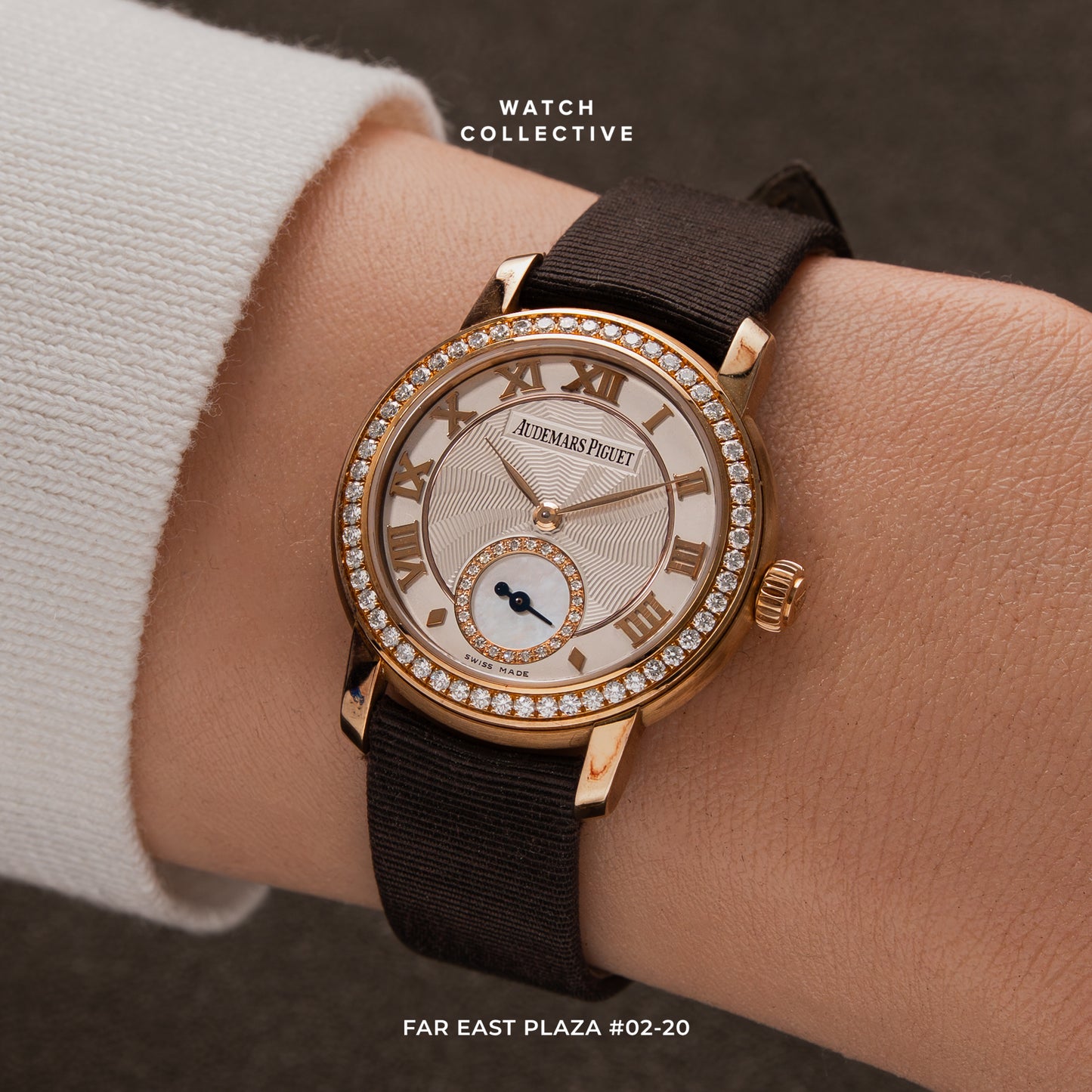 Audemars Piguet Jules Audemars small second 18k rose gold diamond set bezel manual wind 28mm