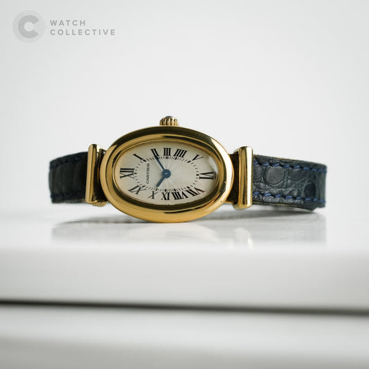 Cartier Baignoire 18k Yellow Gold Hidden Clasp Quartz 20mm W1514857