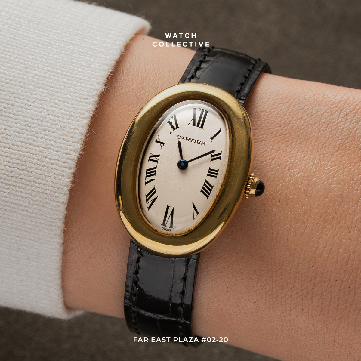 Cartier Baignoire Medium size on bracelet Gold/Steel 23mm Quartz 80579