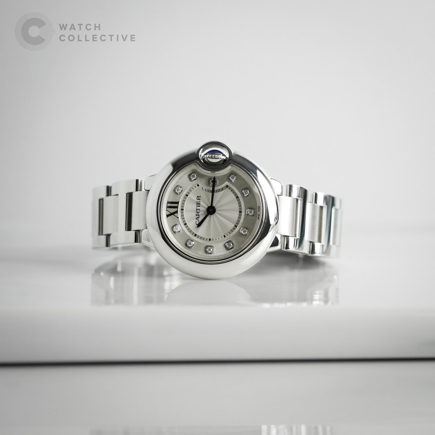 Cartier Ballon Bleu Silver Diamond Dial 3009