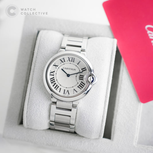 Complete Set | Cartier Ballon Bleu stainless steel white dial 36mm quartz W69011Z4