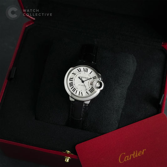 Cartier Ballon Bleu 33mm Automatic Steel on Leather | 2017 Card