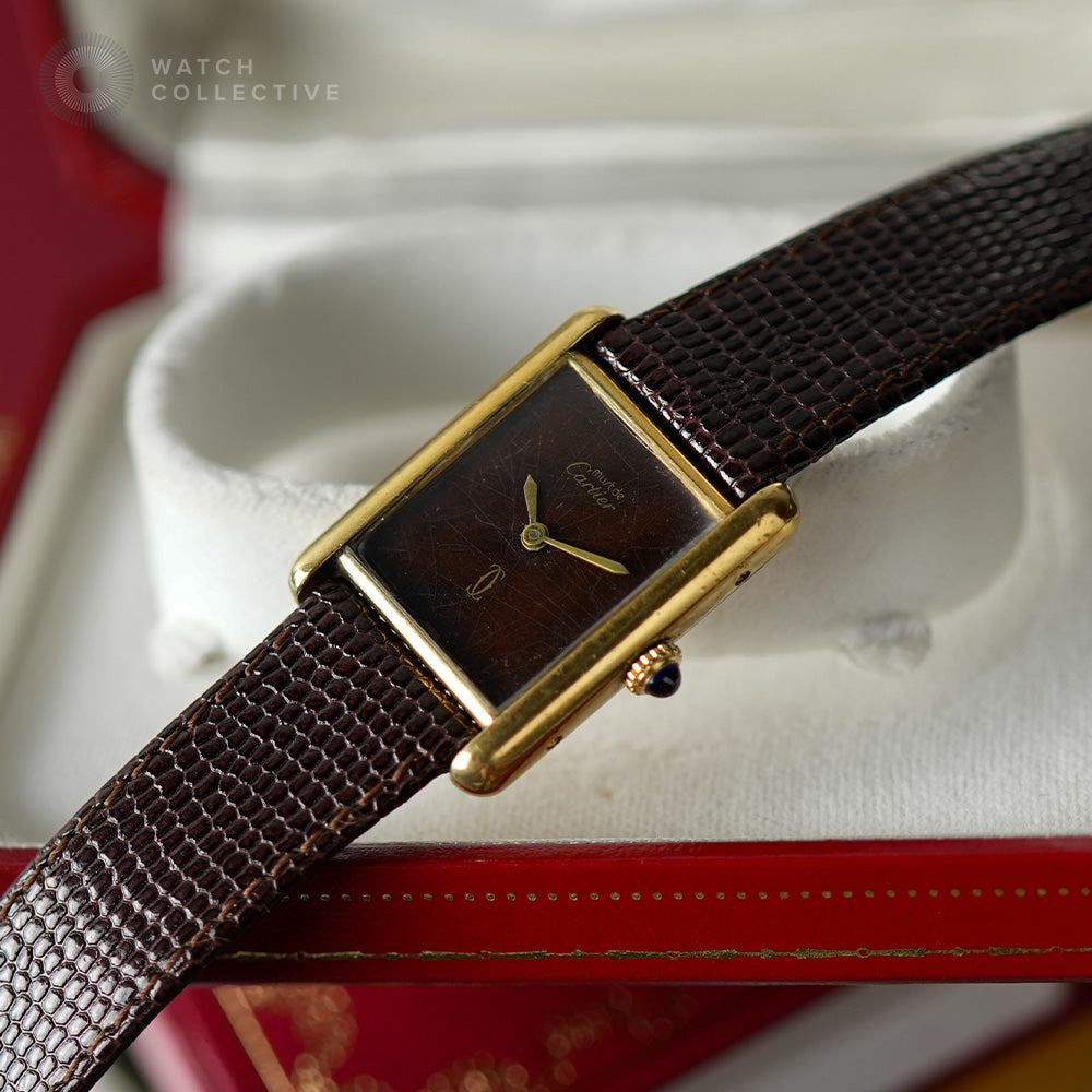 Cartier Must de Cartier Tank Brown Wood Pattern