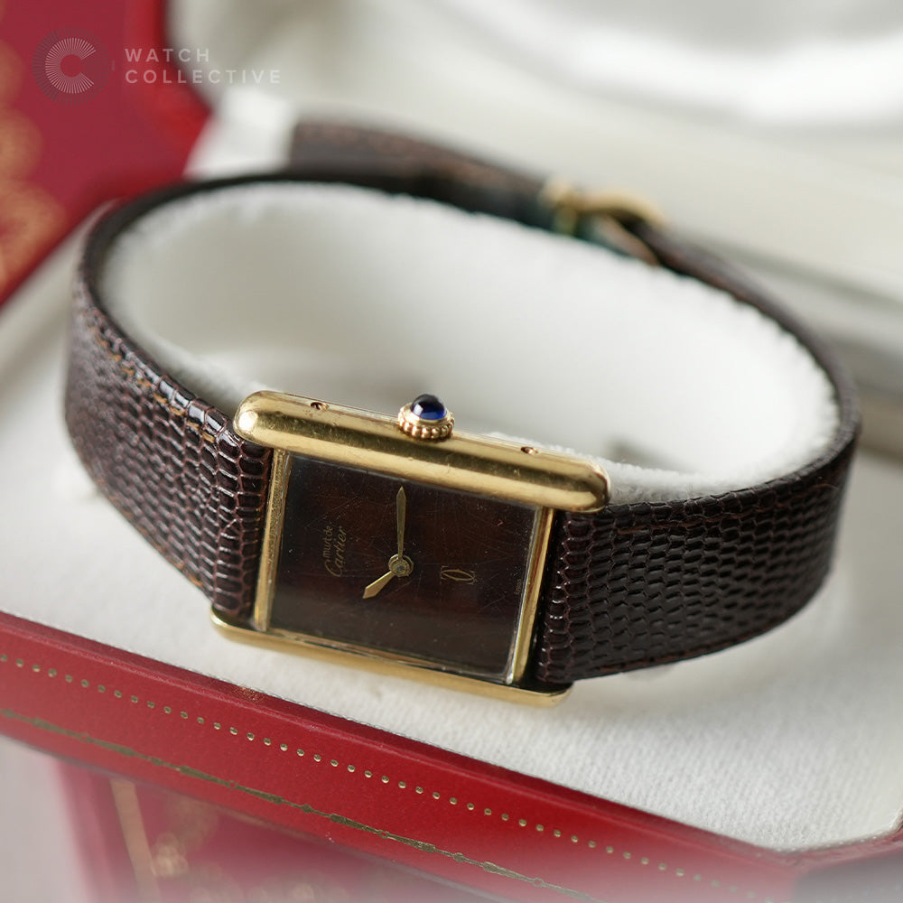 Cartier Must de Cartier Tank Brown Wood Pattern