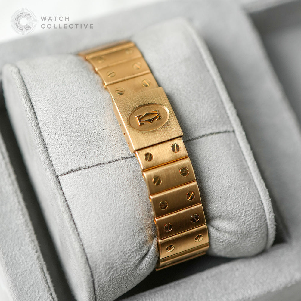 Cartier Santos Galbee Diamonds 18k Yellow Gold LM Size 887902