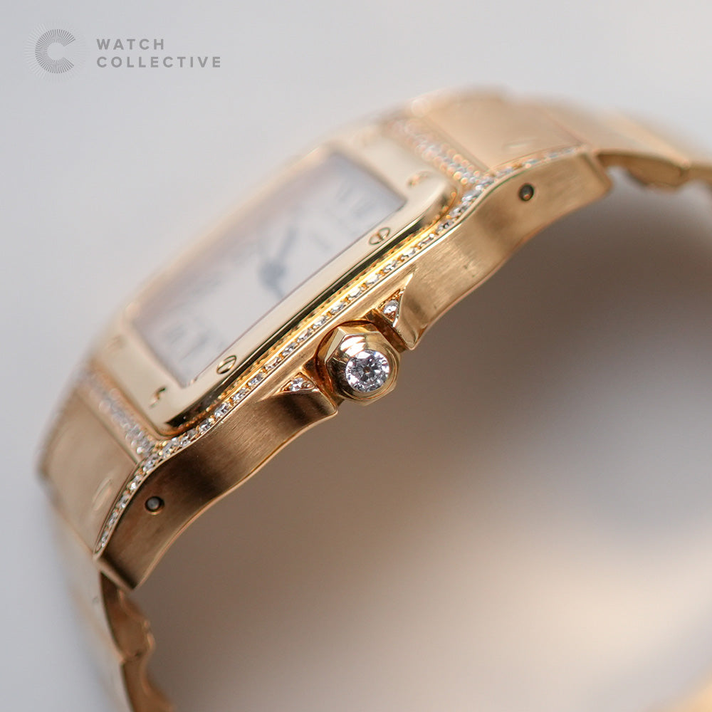 Cartier Santos Galbee Diamonds 18k Yellow Gold LM Size 887902