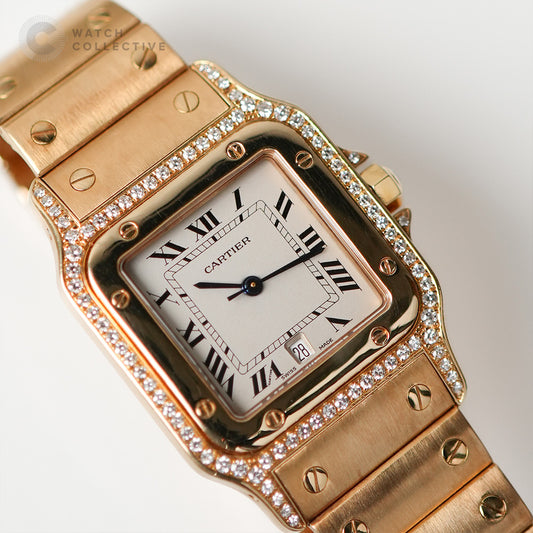 Cartier Santos Galbee Diamonds 18k Yellow Gold LM Size 887902